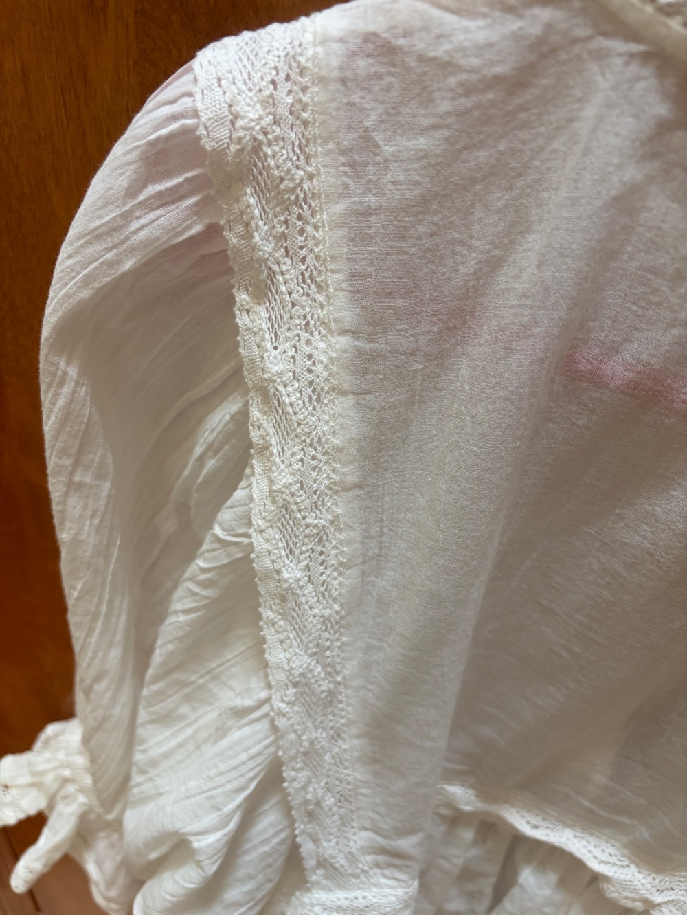 White Lace-Trim Peasant Blouse - Picture 6 of 11